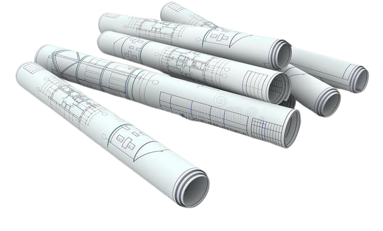 Blank blueprint roll of paper Stock Illustration