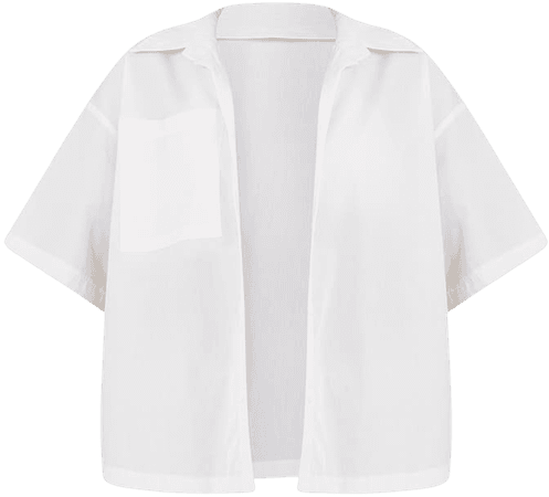 White Cotton Oversized Pocket Short Sleeve Shirt | PrettyLittleThing USA