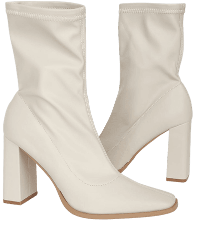 Off White Boots - Sock Boots - Boots for Women - Squared Toe Boot - Lulus