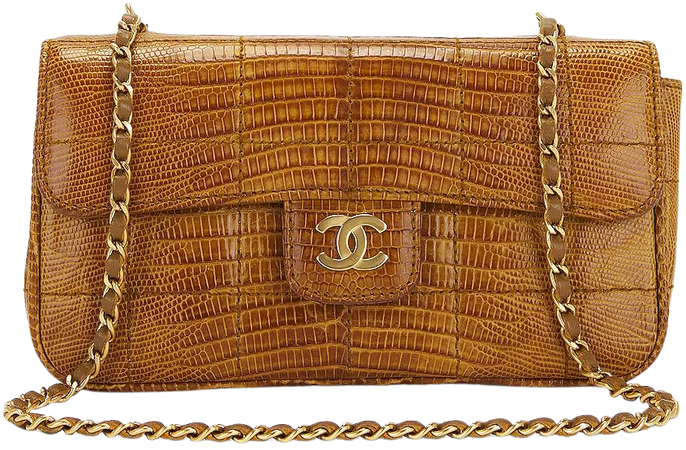FWRD Renew Chanel Lizard Flap Shoulder Bag in Brown | FWRD