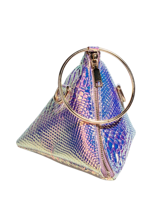 AKIRA Label Iridescent Triangle Bag in WHITE PINK, Fuchsia