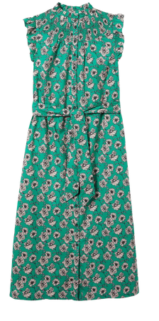 Jane Smocked Midi Shirt Dress - Emerald, Peony Bloom | Boden US