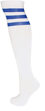 Amazon.com: Unisex White Knee High Team Tube Socks w/Three Various Colored Stripes (White w/Royal Blue Stripes): Clothing