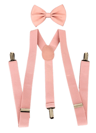 Blush Suspenders and Bow tie