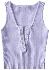 'Olivia' Buttoned Ribbed Tank Top (4 Colors) - Goodnight Macaroon