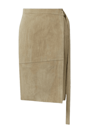 Suede Wrap Skirt - Beige