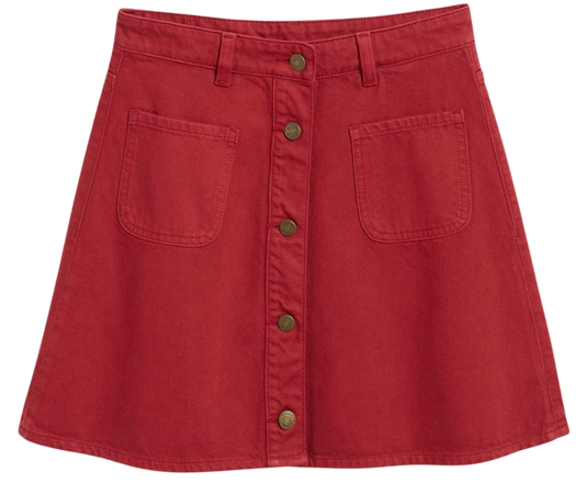 Red denim a-line mini skirt - Raspberry - Monki WW