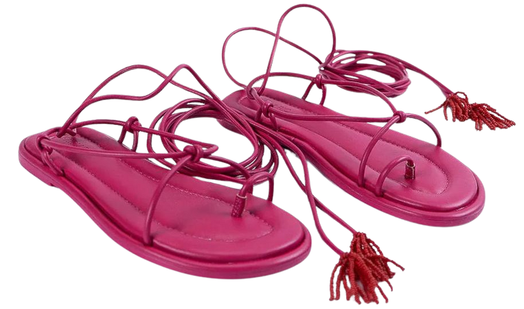 Pink Lace Up Flat Sandal – FARM Rio
