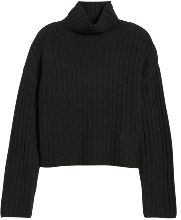 Open Edit Women's Cotton Blend Rib Funnel Neck Sweater | Nordstrom