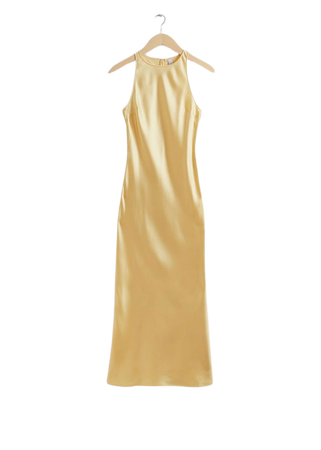 Slim Satin Midi Dress - Yellow - Midi dresses - & Other Stories US
