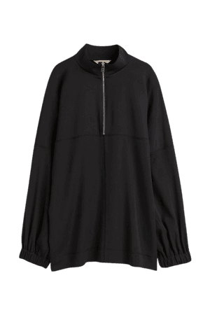 Oversized Silk-blend Blouse - Black - Ladies | H&M US