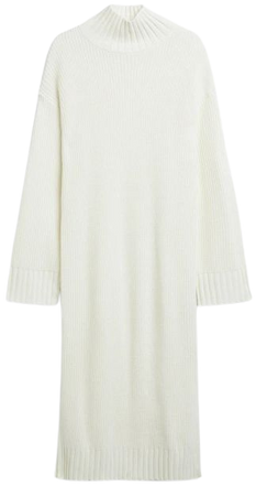 Long sleeved rib knit midi dress - White - Monki WW
