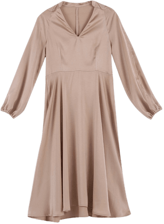 Elegant V-neck Long-Sleeve Dress - Women's Dress - Lattelierstore
