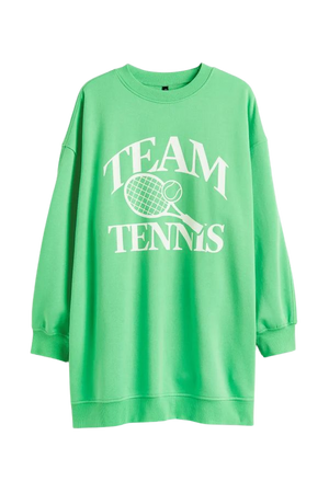 H&M+ Printed sweatshirt dress - Green/Team Tennis - Ladies | H&M US