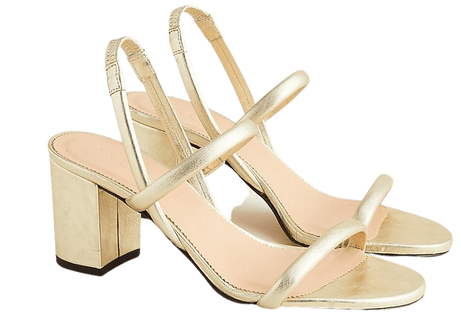 J.Crew: Lucie Slingback Block-heel Sandals In Metallic Leather For Women