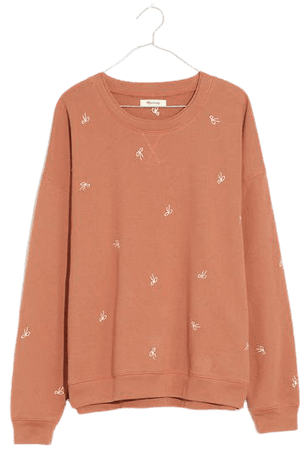 Bow Embroidered Double-Crewneck Sweatshirt