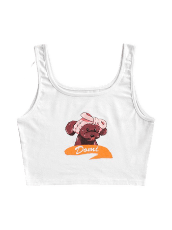 [44% OFF] [HOT] 2020 Dog Graphic Cropped Tank Top In WHITE | ZAFUL