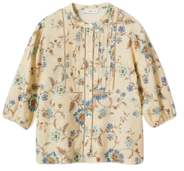Floral linen-blend blouse - Women | Mango USA