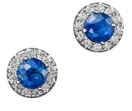 Bloomingdale's Blue Sapphire and Diamond Halo Stud Earrings in 14K White Gold - 100% Exclusive | Bloomingdale's