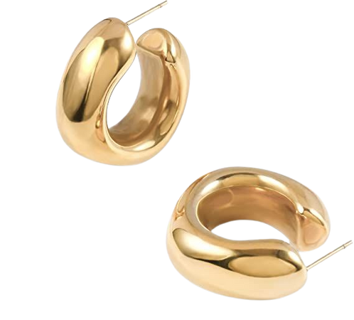 Amazon.com: Chunky Gold Hoops Earrings for Women Thick 18K Real Gold Plated Open Hoop Lightweight : Clothing, Shoes & Jewelry