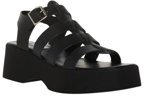 SARAI Black Leather Strappy Platform Sandal | Women's Sandals – Steve Madden