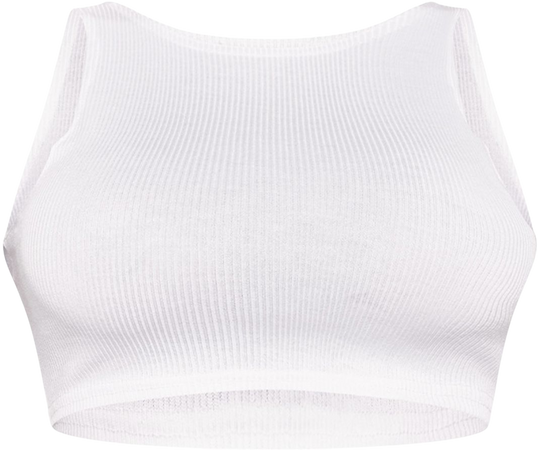 PLT- shape white ribbed sleeveless crop top