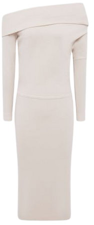 Reiss Cream Sutton Off Shoulder Knitted Dress | REISS USA