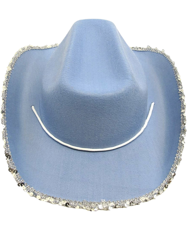 blue cowgirl hat back