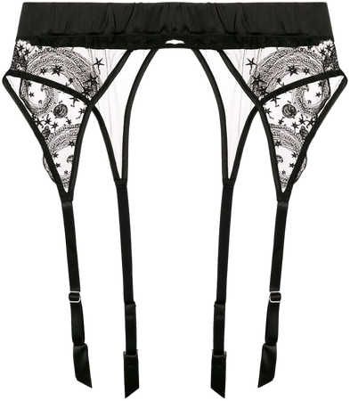Black Fleur Of England Cosmic Suspender Belt | Farfetch.com