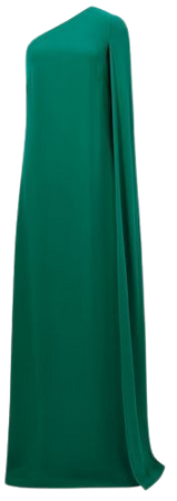 Reiss Green Nina Cape One Shoulder Maxi Dress | REISS USA