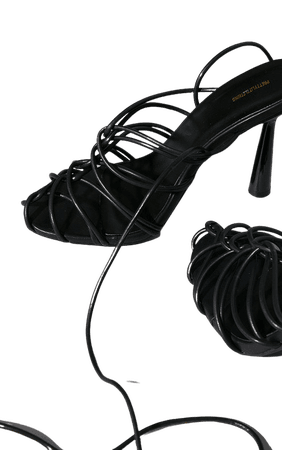 Black Pu Cage Detail Circle High Heeled Sandals - Heeled Sandals - Sandals - Shoes | PrettyLittleThing USA