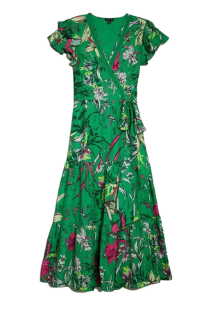 Tiered Floral Printed Linen Modal Woven Maxi Dress | Karen Millen