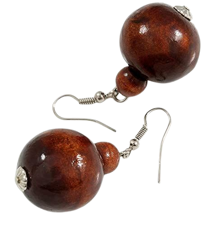 wooden bead drop earrings - Google Search