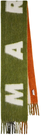 Logo Wool Blend Scarf in Green - Marni | Mytheresa