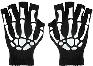 Amazon.com: Cooraby Halloween Skeleton Gloves Glow in The Dark Knitted Mechanic Gloves : Clothing, Shoes & Jewelry