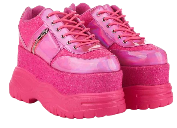 Club Exx Glitter Platform Sneakers - Pink – Dolls Kill