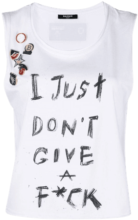 Balmain slogan-print Sleevelss T-shirt - Farfetch