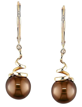 Shop Miadora 14k Yellow Gold Brown Cultured Freshwater Pearl Dangle Earrings - Overstock - 7457696