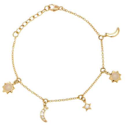 Monica Rich Kosann Sun, Moon, and Stars Station 18K Gold, Diamond and Moonstone Bracelet