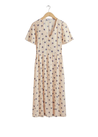 Flutter-Sleeve Midi Dress - Dusty Yellow - Midi dresses - & Other Stories US