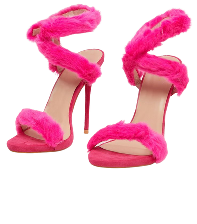 Fuschia Faux Fur High Strappy Sandal | Shoes | PrettyLittleThing USA