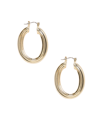 ASOS DESIGN hoop earrings in oval shape in gold tone | ASOS