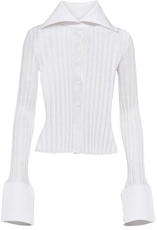 Ribbed Knit Cardigan in White - Loewe | Mytheresa