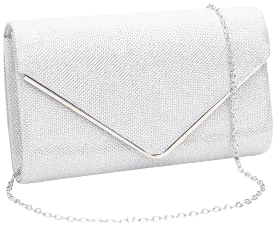 white glitter clutch bag
