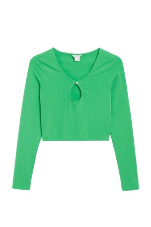 Long sleeved crop top - Green - Cropped tops - Monki WW