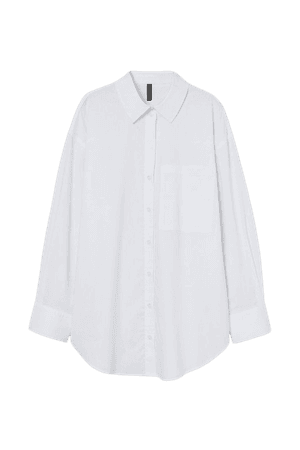 Oversized Cotton Shirt - White