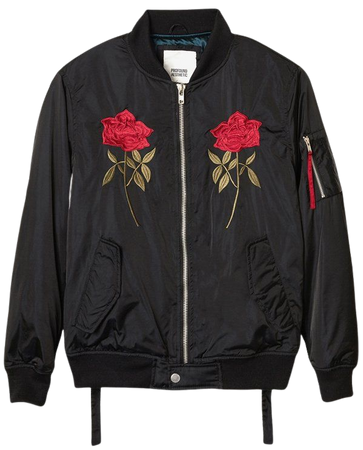 Mirrored Rose Bomber Jacket in Black