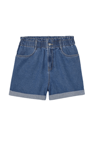 Denim Paper-bag Shorts - Denim blue - Ladies | H&M US