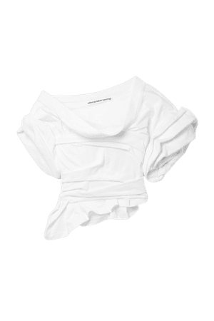 White One-shoulder gathered cotton-jersey top | Alexander Wang | NET-A-PORTER