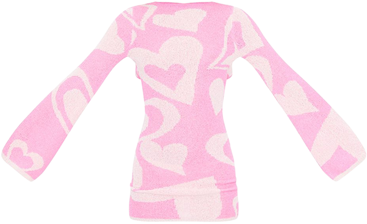Pink Towel Knit Heart Print Mini Dress | PrettyLittleThing USA
